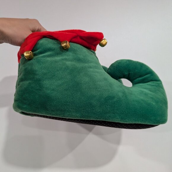 Ardene Holiday Elf Slippers with Bells Green Red Size 7/8 - Picture 2 of 5